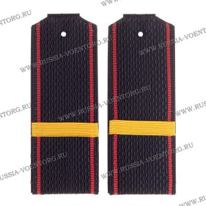 Погоны на пластиковой основе черные , красный Кант с желтым шелк.галуном ефрейтор, съемные